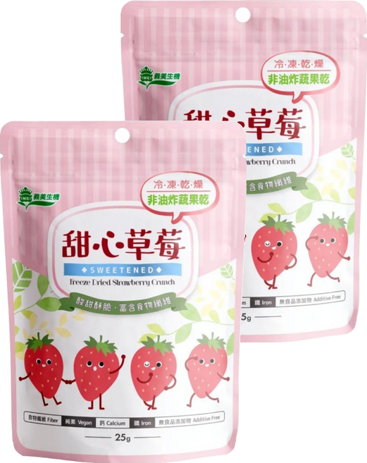 義美生機 甜心草莓, 25g, 2包