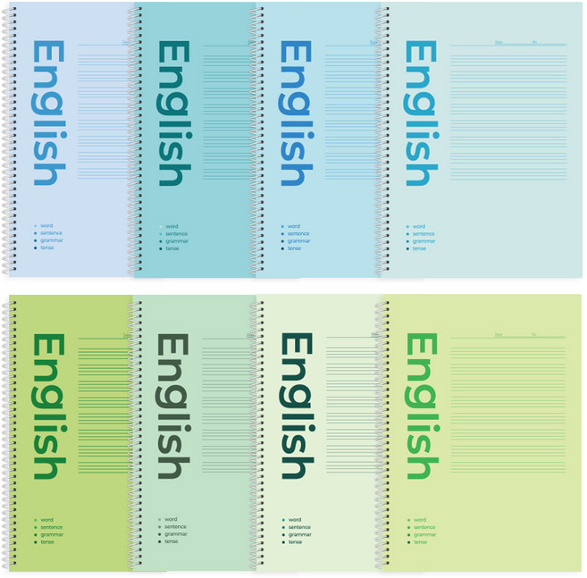 탐사 클리어 깔끔한 스프링 영어 노트 8p 세트, 블루, 그린, 8개