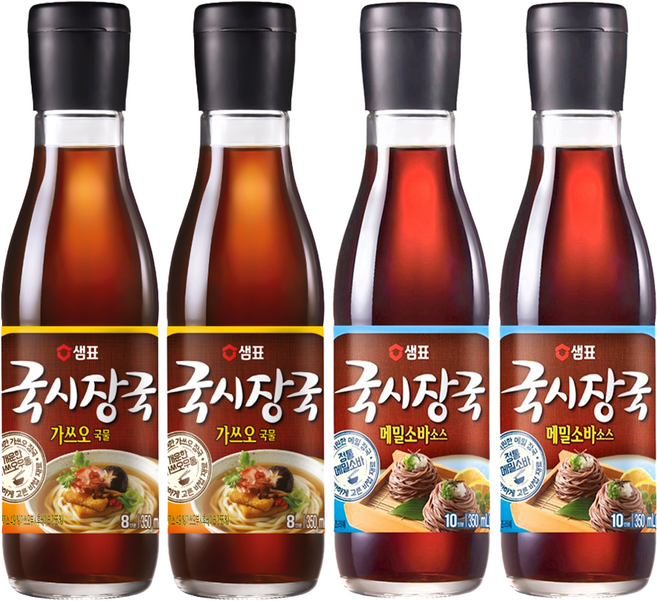 샘표 국시장국 가쓰오 350ml 2p + 메밀소바 350ml 2p, 1세트