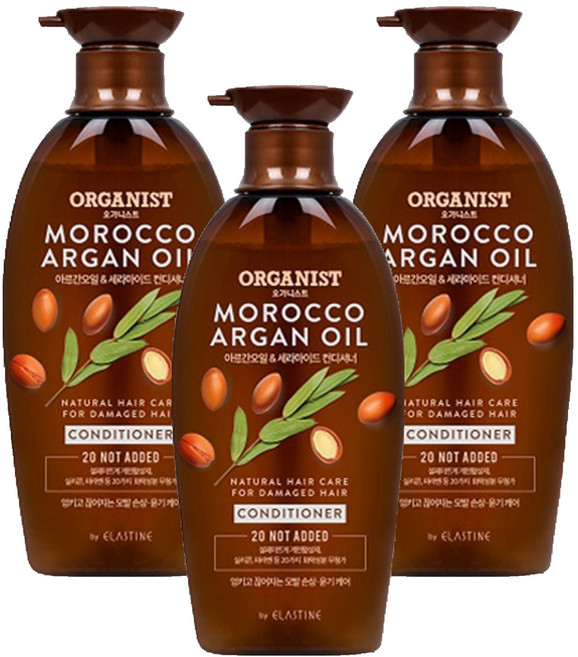 오가니스트 아르간 오일 윤기 영양 컨디셔너, 500ml, 3개
