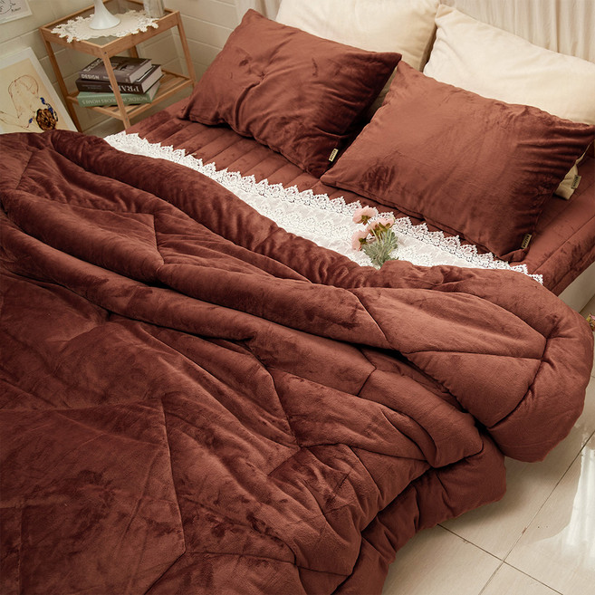 바자르 타임 솔리드 5mm 극세사 차렵이불 세트