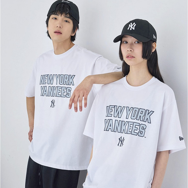 뉴에라 남녀공용 MLB 캠퍼스 로고 뉴욕 양키스 오버핏 반팔 티셔츠 1517077