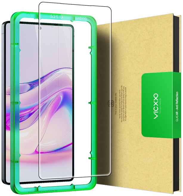 빅쏘 저반사 고화질 AR 코팅 부착가이드 갤럭시 지문인식 강화유리 휴대폰 액정보호필름, 1세트