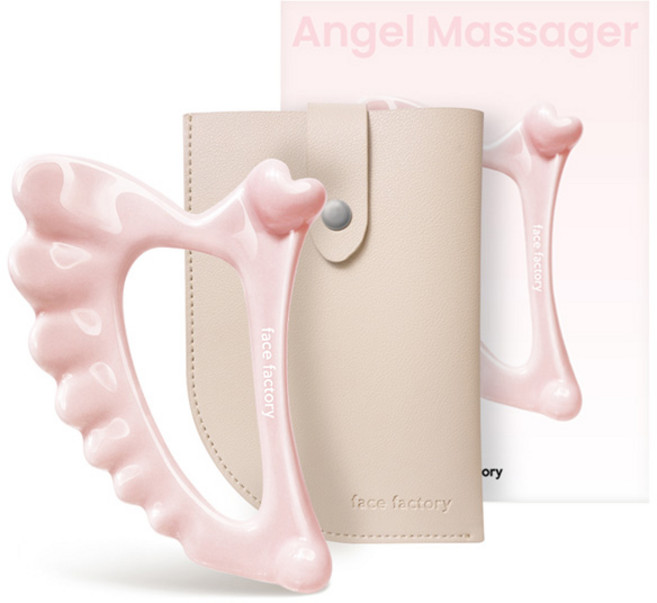 페이스팩토리 세라믹 엔젤 괄사 + 파우치 세트, 베이비핑크(괄사), 1세트