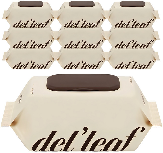 델리프 엠보싱 넘버5 베이지 대용량 저자극 아기물티슈 캡형, 50g, 100매, 10개