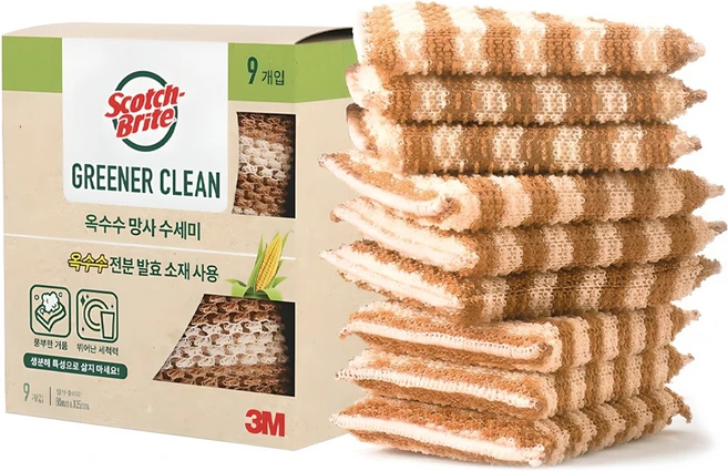 스카치브라이트 옥수수 망사수세미, 9개입, 1개 - 쿠팡