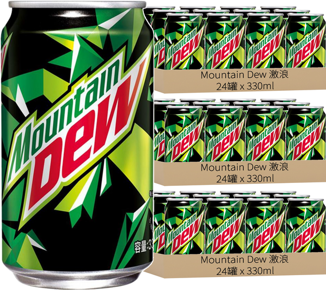 Mountain Dew 激浪 汽水, 330ml, 72罐