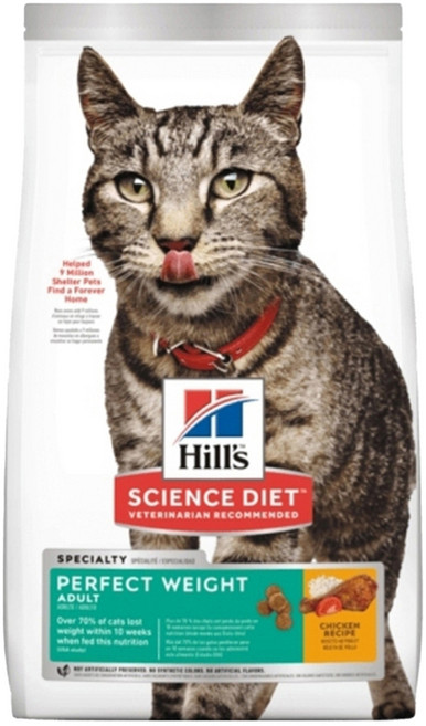 Hill's 希爾思 SCIENCE DIET 成貓 完美體重特調食譜 乾飼料, 雞肉 + 米, 1.36kg, 1袋