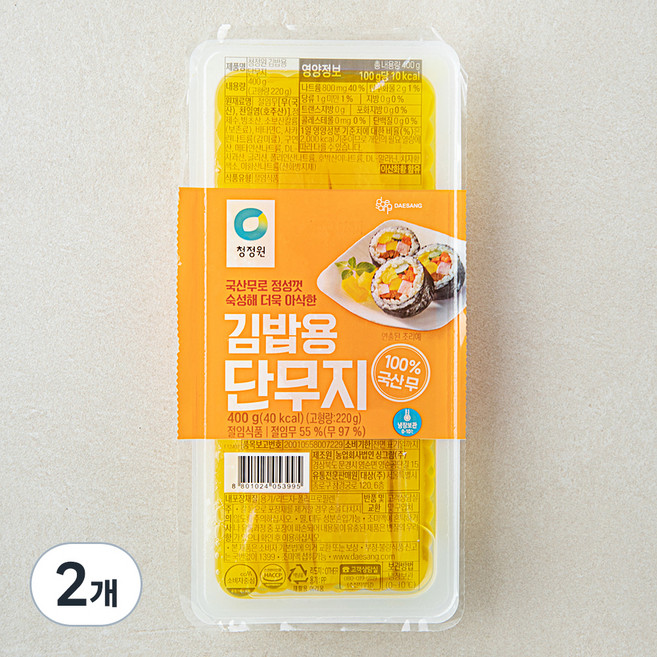 청정원 김밥용 단무지, 400g, 2개