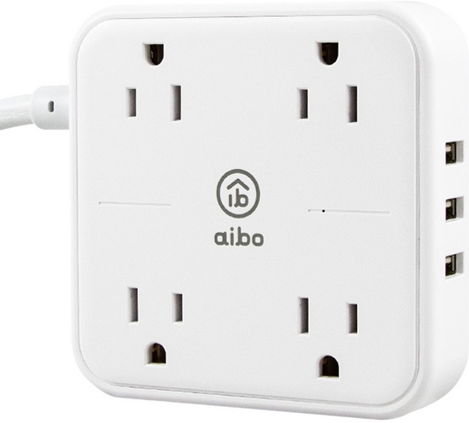 aibo 淨極簡 3孔1開4插 + 3USB, 1個, 白色, 1.8M