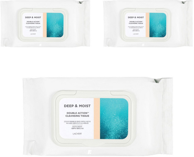 라끄베르 딥 앤 모이스트 더블액션 클렌징 티슈, 80매입, 3개