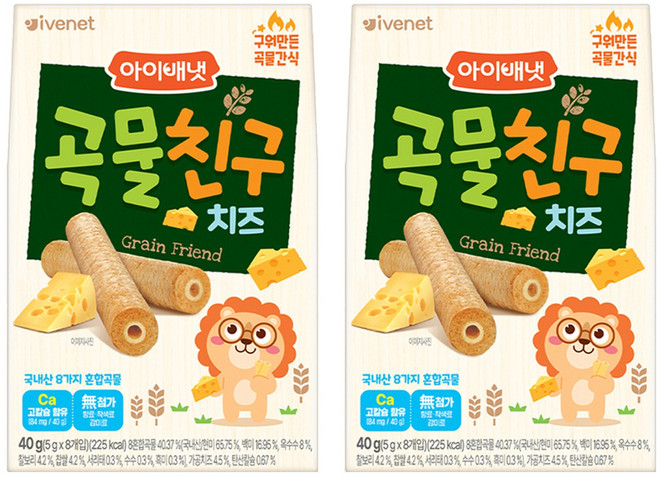 韓國 ivenet 穀物棒棒 9個月以上 8支入, 起司, 40g, 2盒