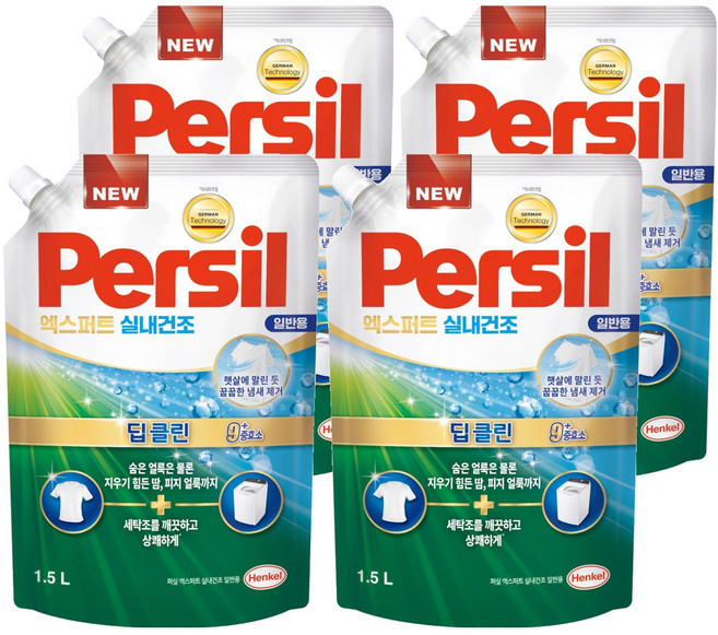 Persil 寶瀅 韓國原裝進口 室內晾衣型酵素洗衣精補充包, 1.5L, 4包