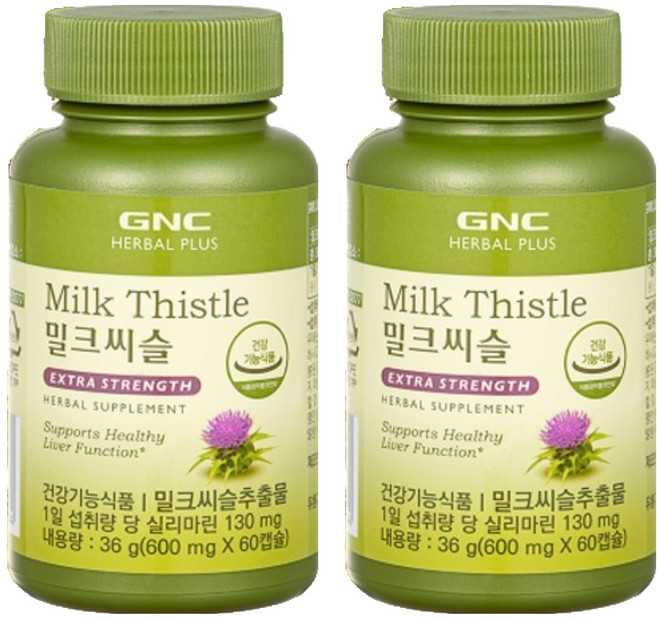 GNC 밀크씨슬 위드 아연 36g, 60정, 2개