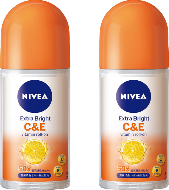 NIVEA 妮維雅 止汗爽身乳液 深層煥白系列 滾珠瓶, 50ml, 2瓶