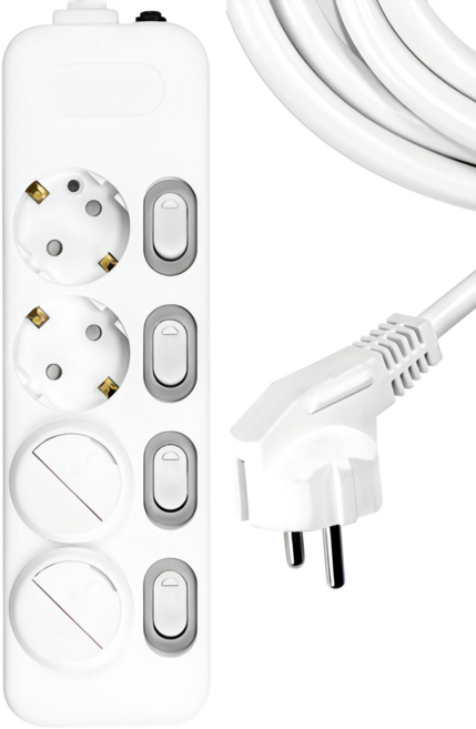 써지오 개별 멀티탭 4구 DH-1648-MT + 안전커버 2p, 5m, 혼합색상, 1개