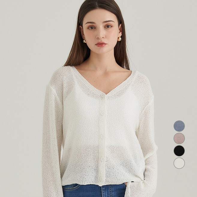 ELLE PARIS 루즈핏 데일리 부클 여름 가디건