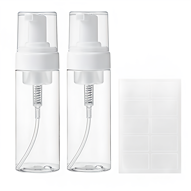 comet 慕斯分裝瓶 150ml 附標籤貼紙, 透明色, 2個