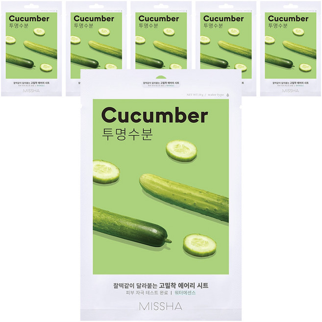 미샤 에어리 밀착 시트마스크 오이, 1개입, 6개