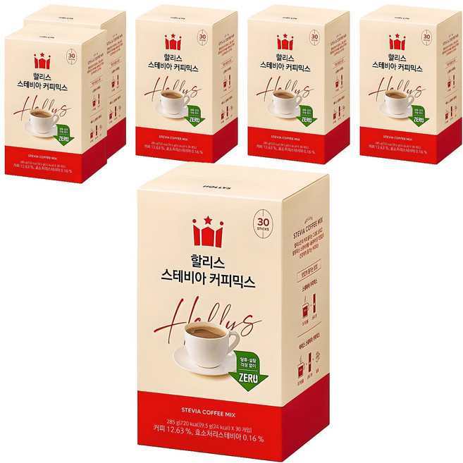 할리스 스테비아 커피믹스, 9.5g, 30개입, 6개