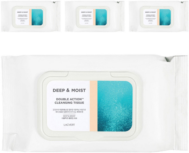 라끄베르 딥 앤 모이스트 더블액션 클렌징 티슈, 80매입, 4개