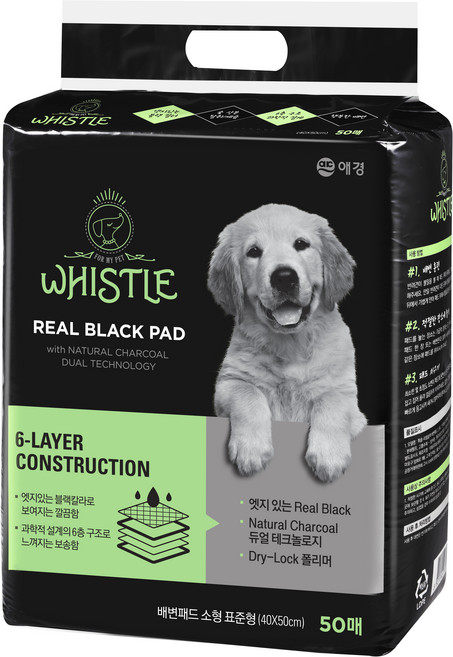 휘슬 리얼블랙 애견 배변패드, 50개입, 1개