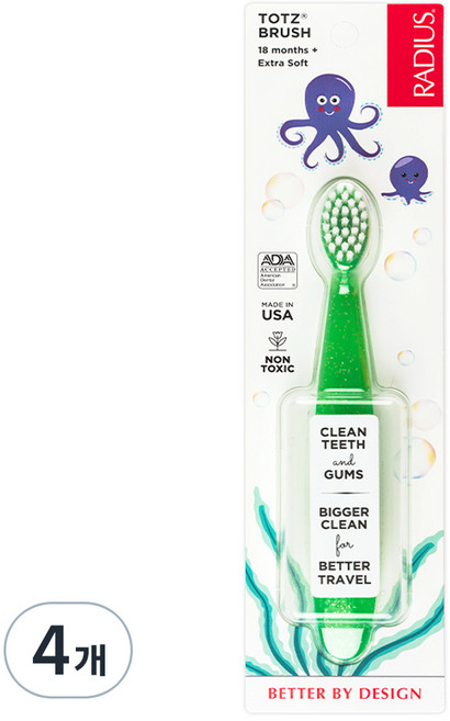 래디어스 토츠 유아 칫솔, 그린, 1개입, 4개