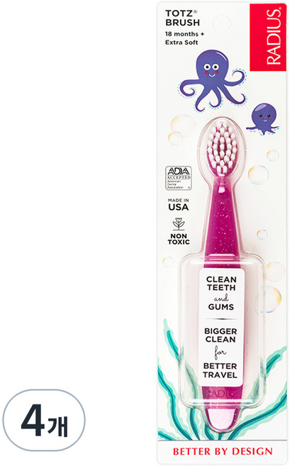 래디어스 토츠 유아 칫솔, 핑크, 1개입, 4개