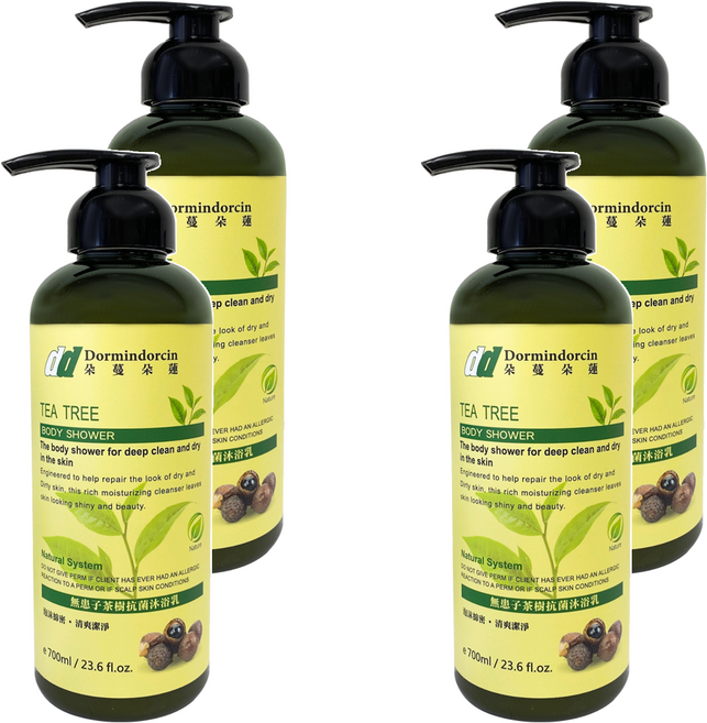 Dormindorcin 朵蔓朵蓮 無患子茶樹抗菌沐浴乳, 700ml, 4瓶