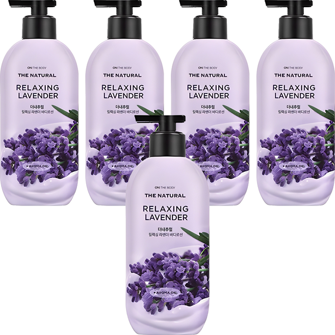 온더바디 더내추럴 바디로션 릴렉싱 라벤더향, 400ml, 5개