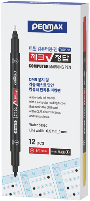 PENMAX 雙頭電腦標記筆, 12支, 多色