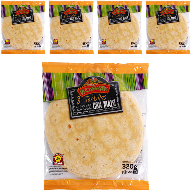 라카나스타 미션푸드 옥수수 앤 밀 또띠아 20cm, 320g, 5개