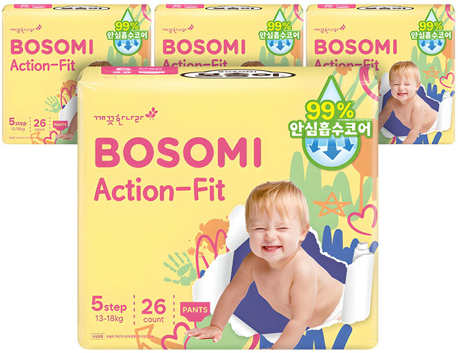 보솜이 액션핏 팬티형 기저귀 공용, 5단계, 104매