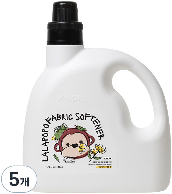 케이맘 랄라포포 유아용 섬유유연제 목련향, 5개, 1.7L
