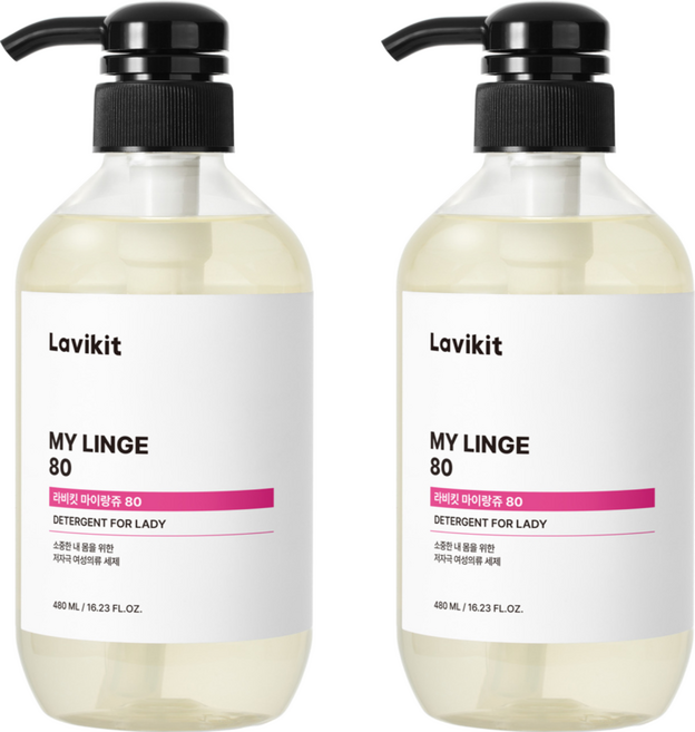 라비킷 마이랑쥬80 여성속옷 세정 세제 본품, 480ml, 2개