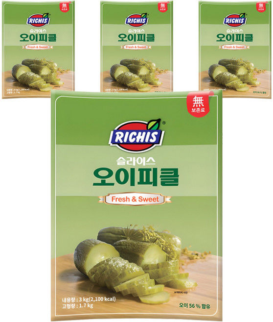 리치스 슬라이스 오이피클, 3kg, 4개