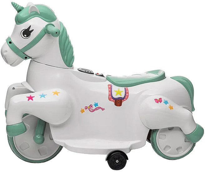 獨角獸可愛小馬造型兒童電動機車 HZB-025, 馬卡龍綠, 1台