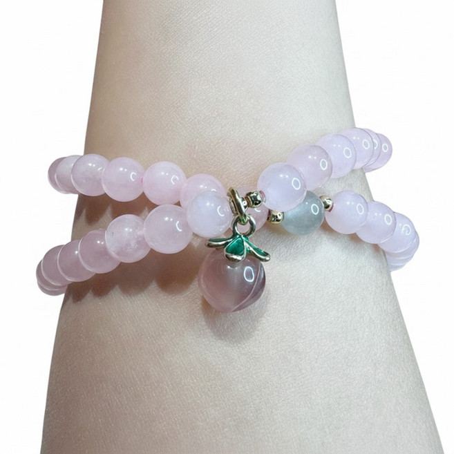 天然粉水晶兩圈串珠手鍊