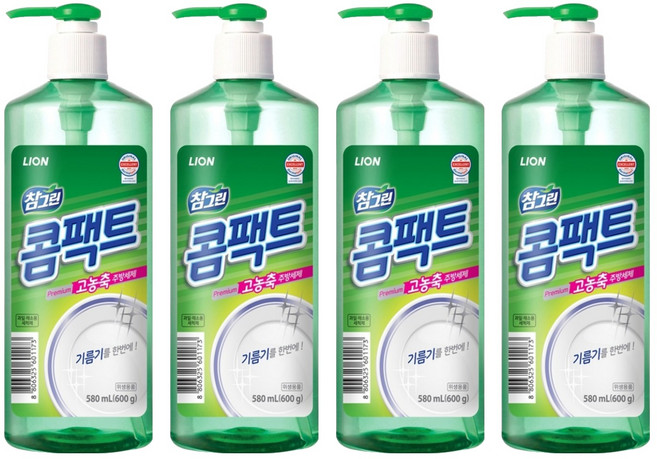 참그린 콤팩트 주방세제 용기, 600g, 4개