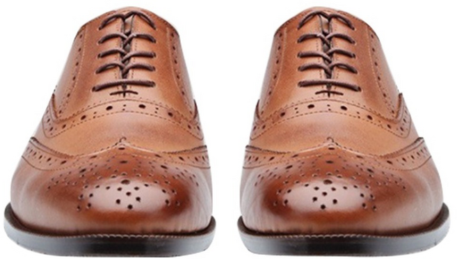 VONIN 天然牛皮Vibram底手工雕花翼紋皮鞋 JH057TBR