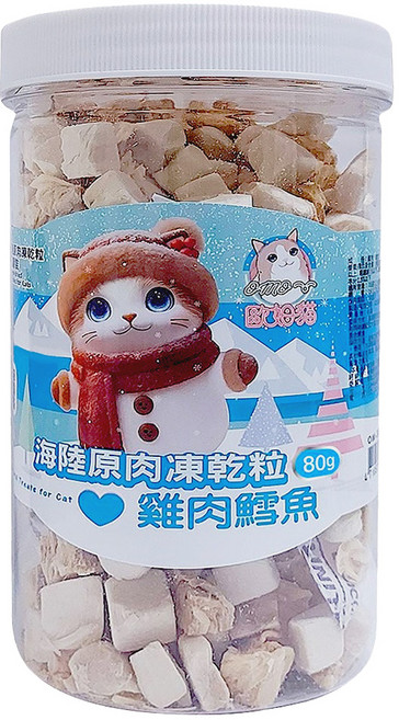 OMO 歐姆貓 海陸原肉凍乾粒, 雞肉鱈魚, 80g, 1罐