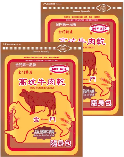 高坑 高粱酒原味牛肉角, 160g, 2包