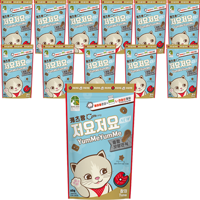 캐츠랑 전연령 고양이 저요저요 종합보양간식, 참치, 60g, 12개