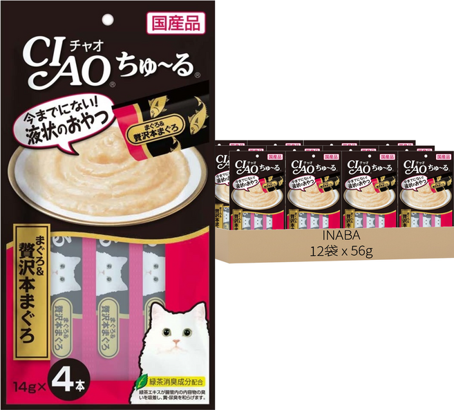 INABA CIAO 啾嚕 肉泥, 奢華鮪魚, 56g, 12袋