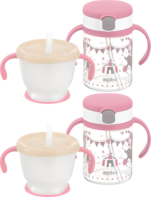 릿첼 AQ 첫걸음 머그 150ml + 빨대컵 200ml 세트, 2세트, 핑크