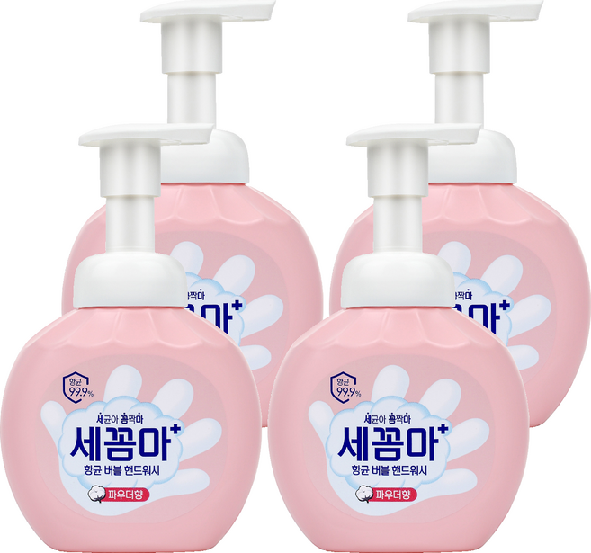 세균아꼼짝마 온더바디 세꼼마 항균 버블 핸드워시 파우더향, 250ml, 4개
