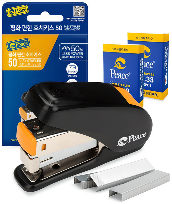 피스코리아 편한 호치키스 50 + 리필 33호침 2p 세트, 블랙, 1세트
