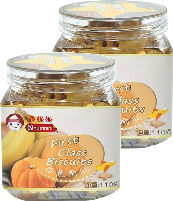 Nnutrinini 脆妮妮 頭等艙飛機餅 1歲以上, 香蕉南瓜, 110g, 2罐