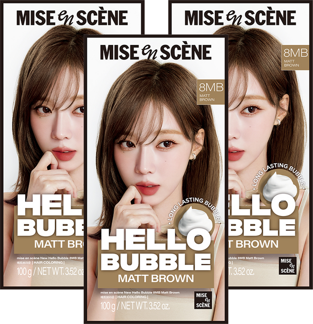 미쟝센 헬로 버블 염색제, 8MB매트브라운, 3개