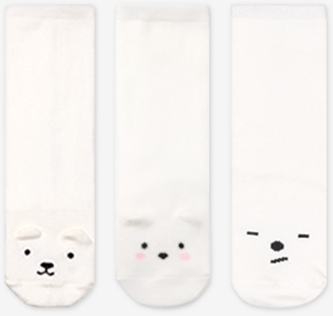 하이베이비키즈 하얀 곰 아기 니삭스 3종 세트